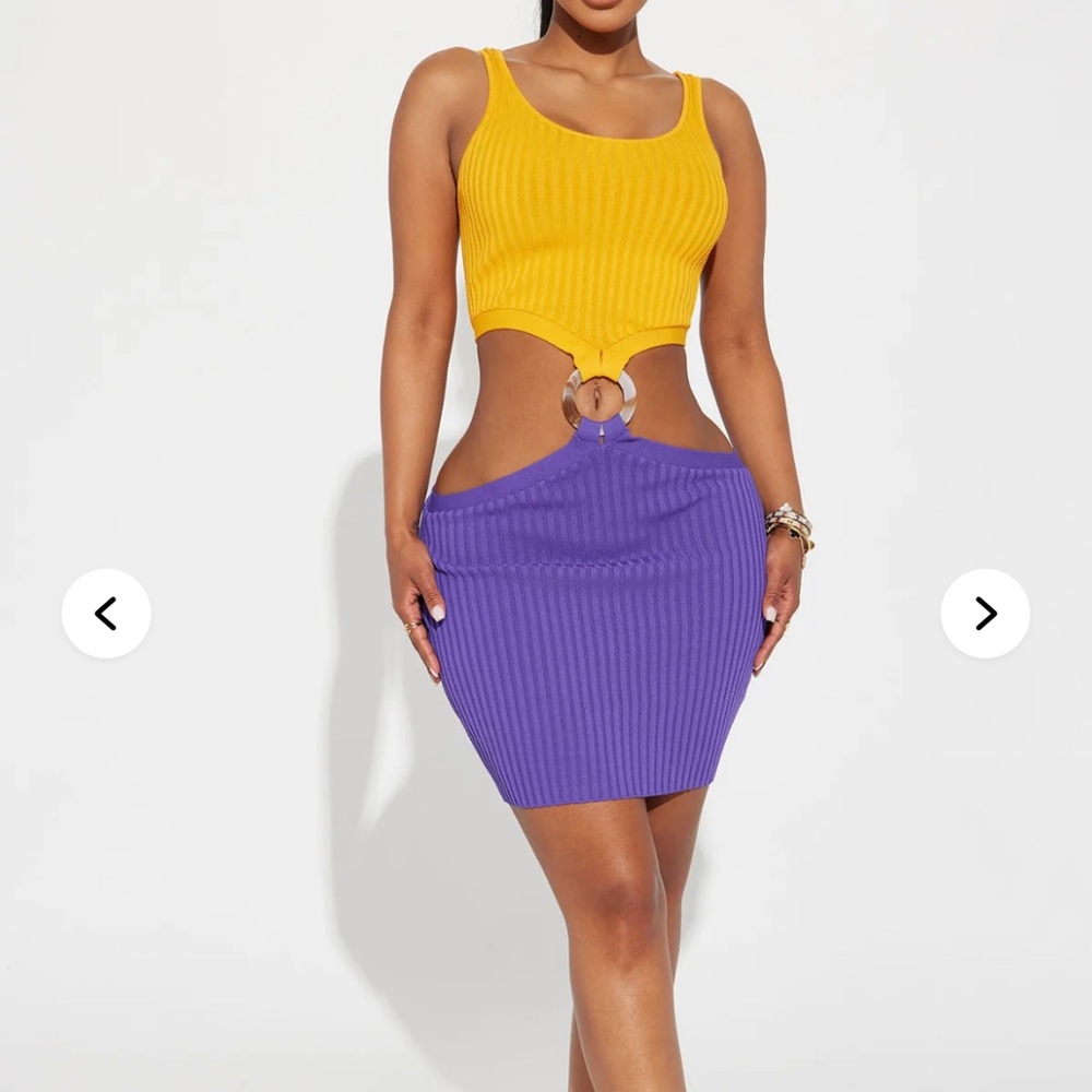 Julia Knit Mini Dress - Orange/combo